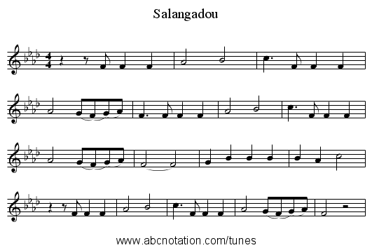 Salangadou - staff notation