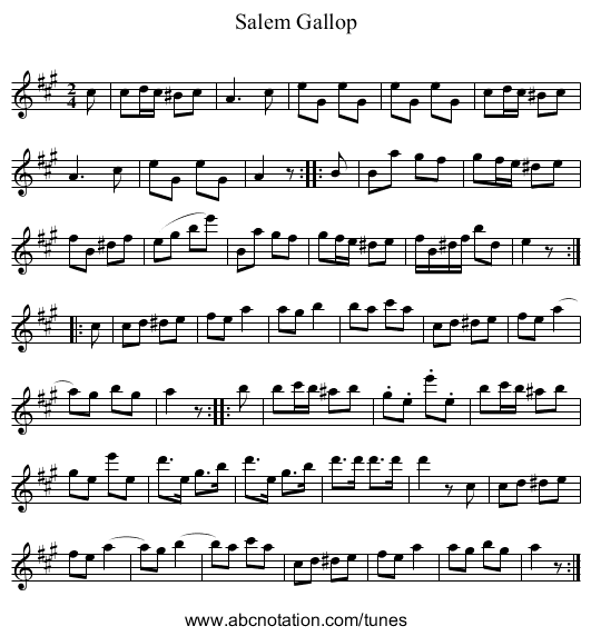 Salem Gallop - staff notation