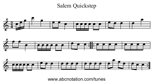 Salem Quickstep - staff notation