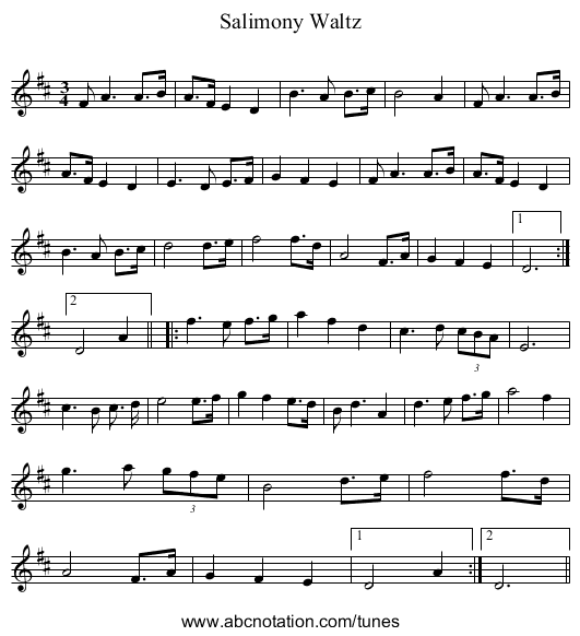 Salimony Waltz - staff notation