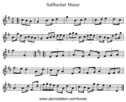 Sallbacher Masur - staff notation