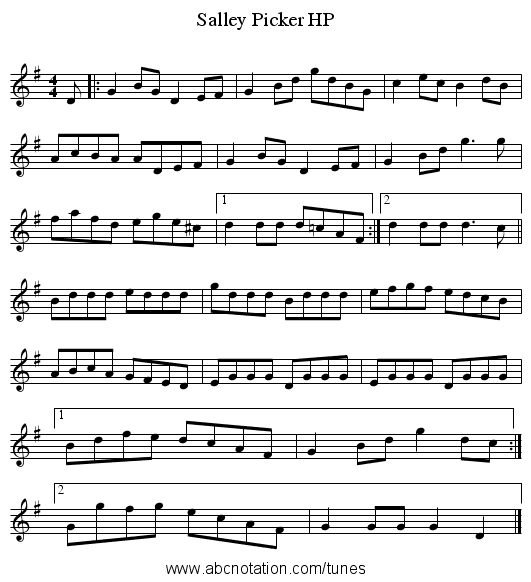 Salley Picker HP - staff notation