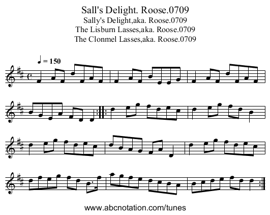 Sall's Delight. Roose.0709 - staff notation