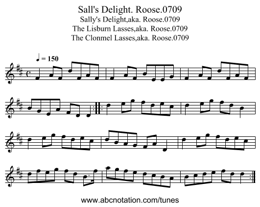 Sall's Delight. Roose.0709 - staff notation