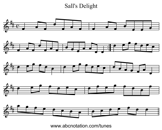 Sall's Delight - staff notation