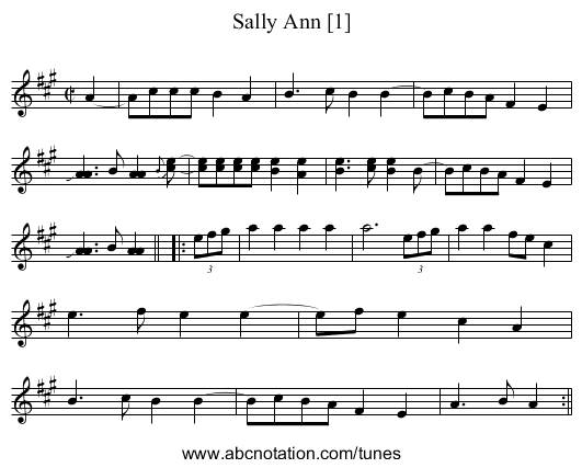Sally Ann [1] - staff notation