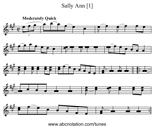 Sally Ann [1] - staff notation