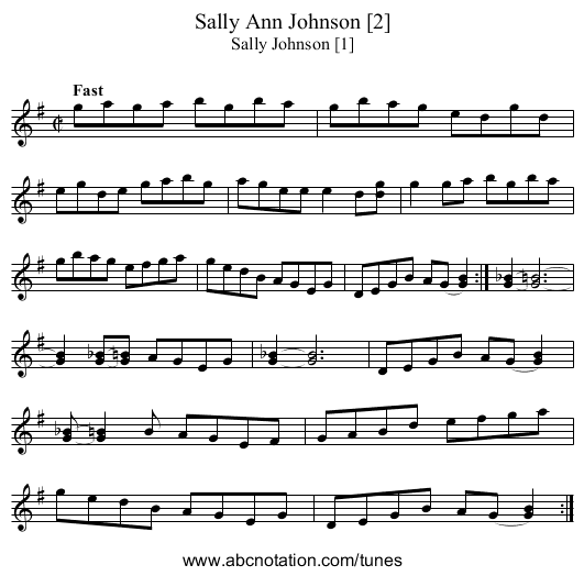 Sally Ann Johnson [2] - staff notation