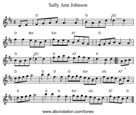 Sally Ann Johnson - staff notation