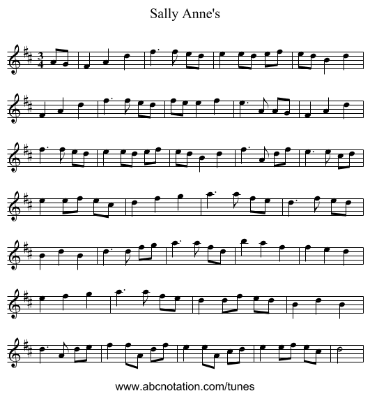 Sally Anne's - staff notation