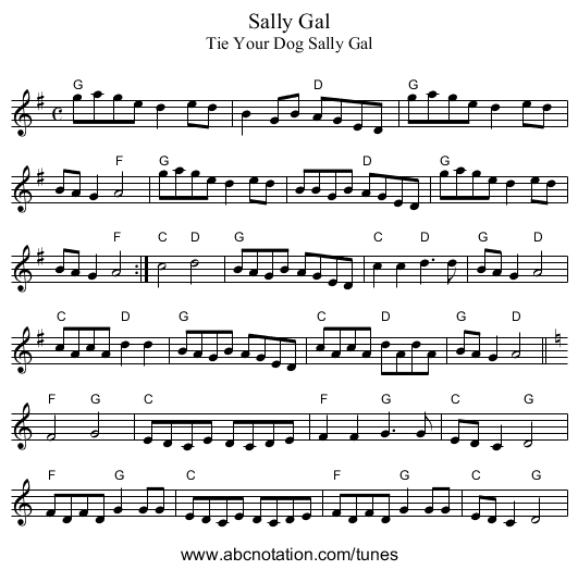 Sally Gal - staff notation