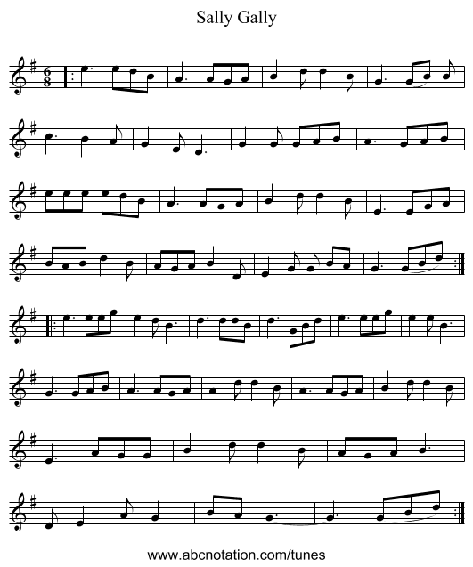 Sally Gally - staff notation