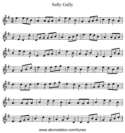 Sally Gally - staff notation