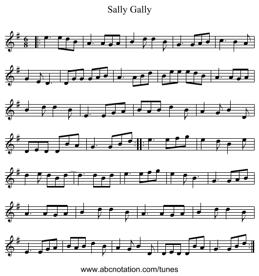 Sally Gally - staff notation