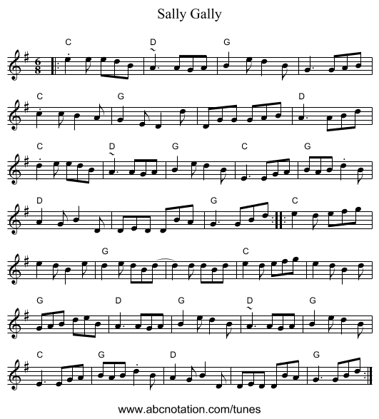 Sally Gally - staff notation