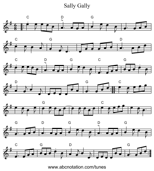 Sally Gally - staff notation