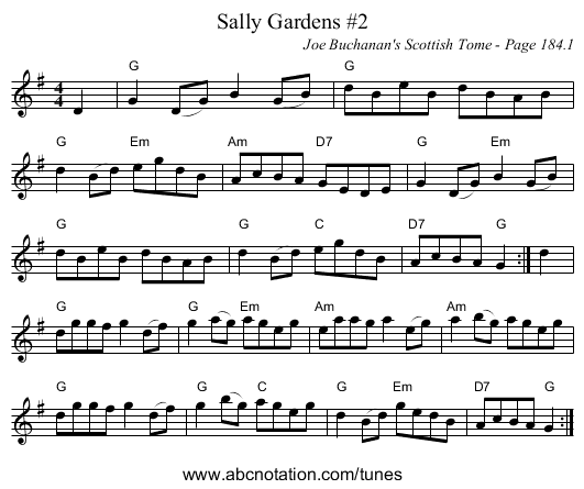 Sally Gardens #2 - staff notation