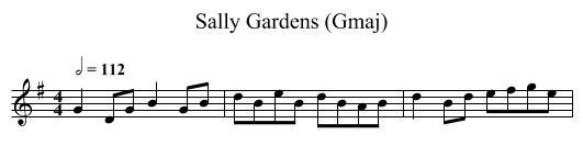 Sally Gardens (Gmaj) - staff notation