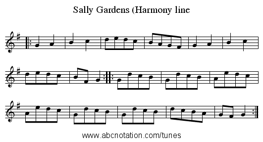 Sally Gardens (Harmony line - staff notation