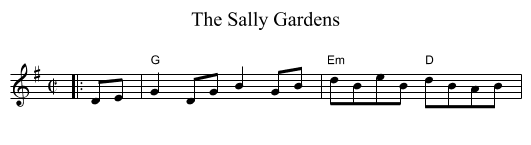 Sally Gardens, The - staff notation