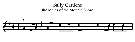 Sally Gardens - staff notation