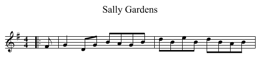 Sally Gardens - staff notation