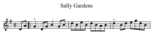 Sally Gardens - staff notation