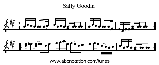 Sally Goodin’ - staff notation