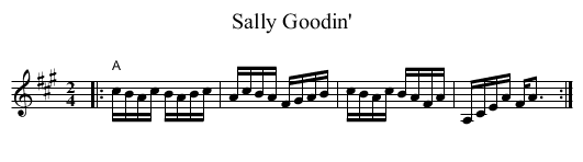 Sally Goodin' - staff notation