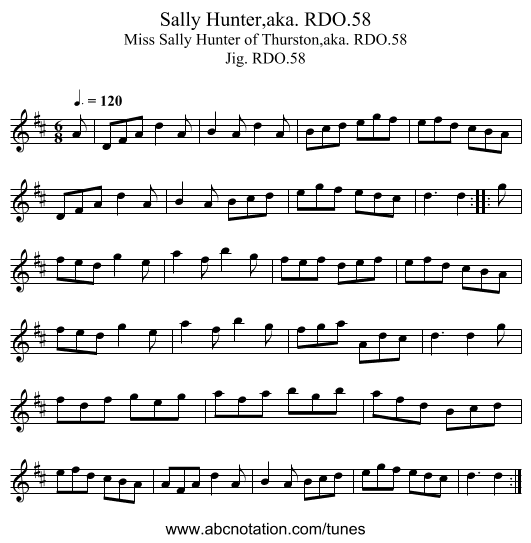 Sally Hunter,aka. RDO.58 - staff notation