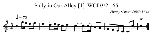 Sally in Our Alley [1]. WCD3/2.165 - staff notation