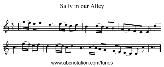 Sally in our Alley - staff notation