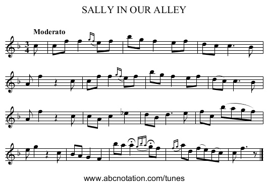 SALLY IN OUR ALLEY - staff notation