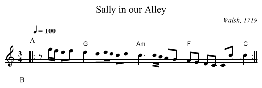 Sally in our Alley - staff notation