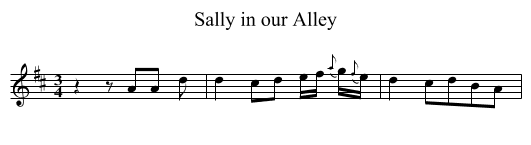 Sally in our Alley - staff notation