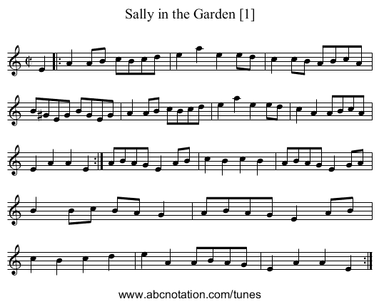 Sally in the Garden [1] - staff notation