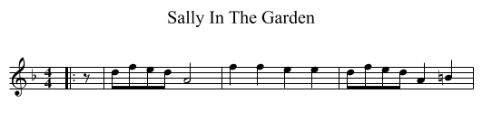 Sally In The Garden - staff notation