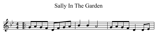 Sally In The Garden - staff notation