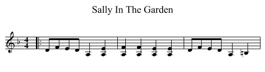 Sally In The Garden - staff notation