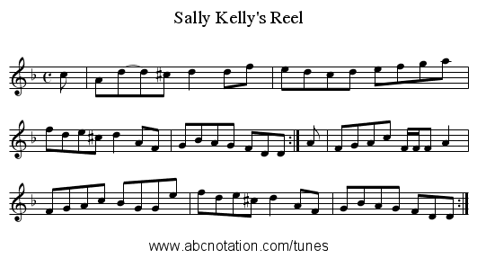 Sally Kelly's Reel - staff notation
