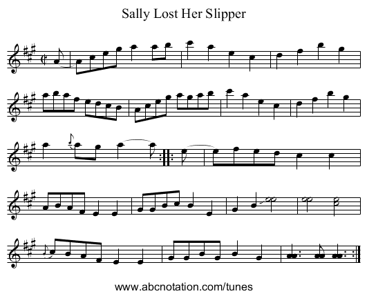 Sally Lost Her Slipper - staff notation