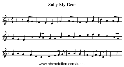 Sally My Dear - staff notation