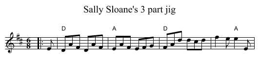 Sally Sloane's 3 part jig - staff notation