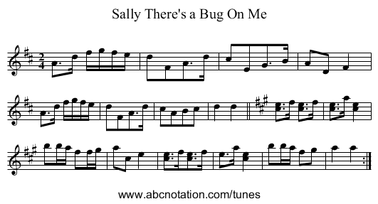 Sally There's a Bug On Me - staff notation