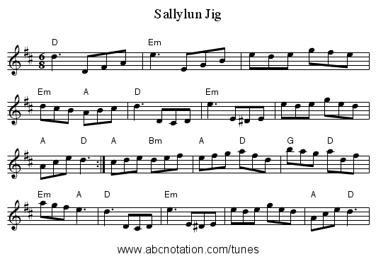 Sallylun Jig - staff notation
