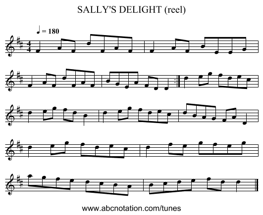 SALLY'S DELIGHT (reel) - staff notation