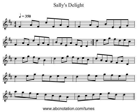 Sally's Delight - staff notation