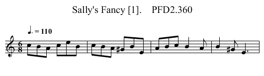 Sally's Fancy [1].    PFD2.360 - staff notation