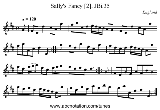 Sally's Fancy [2]. JBi.35 - staff notation