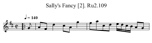 Sally's Fancy [2]. Ru2.109 - staff notation